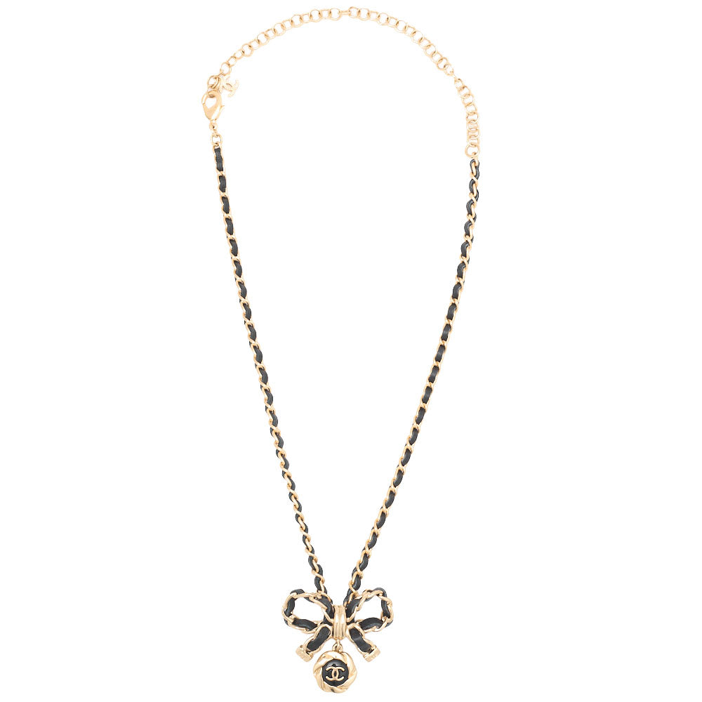Gebrauchte Halskette, Coco Mark Ribbon 22A, vergoldet, Gold, goldfarbene Hardware, gebraucht