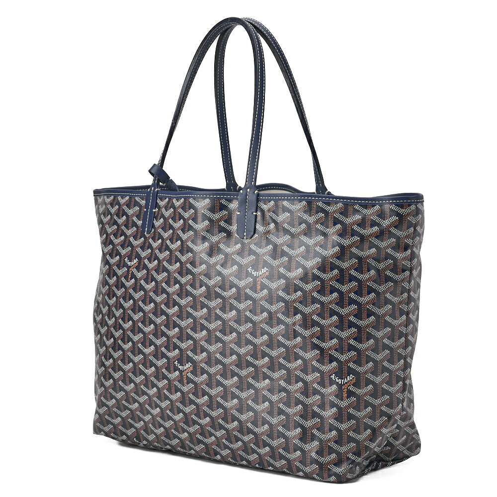 Goyard Saint Louis PM Tote Bag Coating Canvas Navy Silberfarbene Hardware Gebraucht