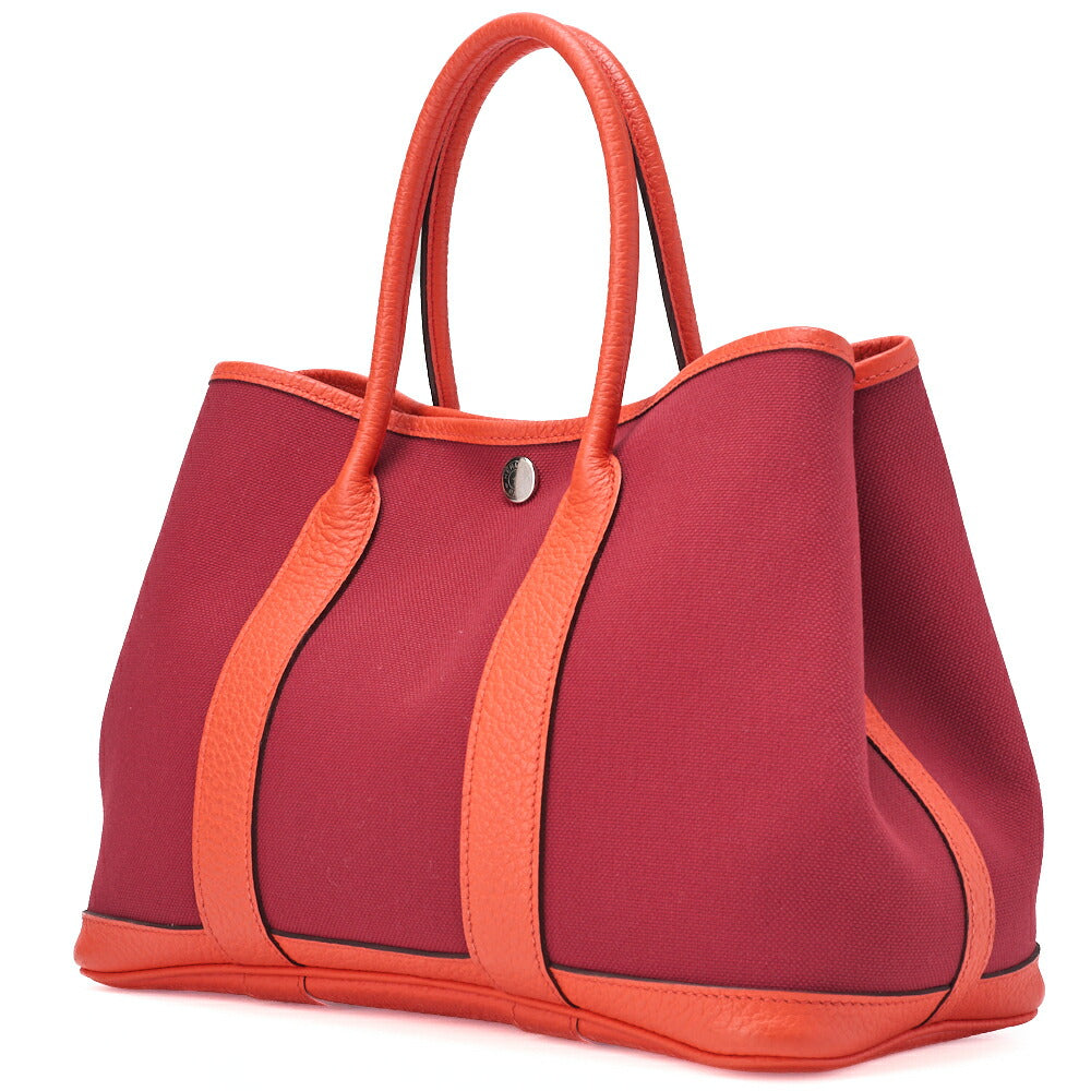 Gebrauchte Garden Party TPM Tragetasche Toile Officer Rouge Grenat Silberfarbene Hardware Gebraucht