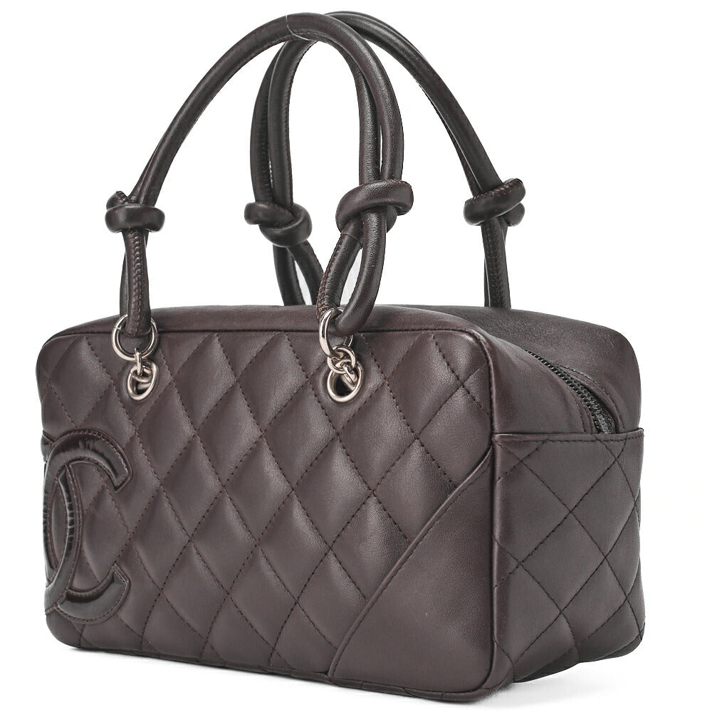 Pre-Owned Mini Tote Bag, Cambon Line, Kalbsleder, Braun, Silberfarbene Metallteile, Pre-Owned