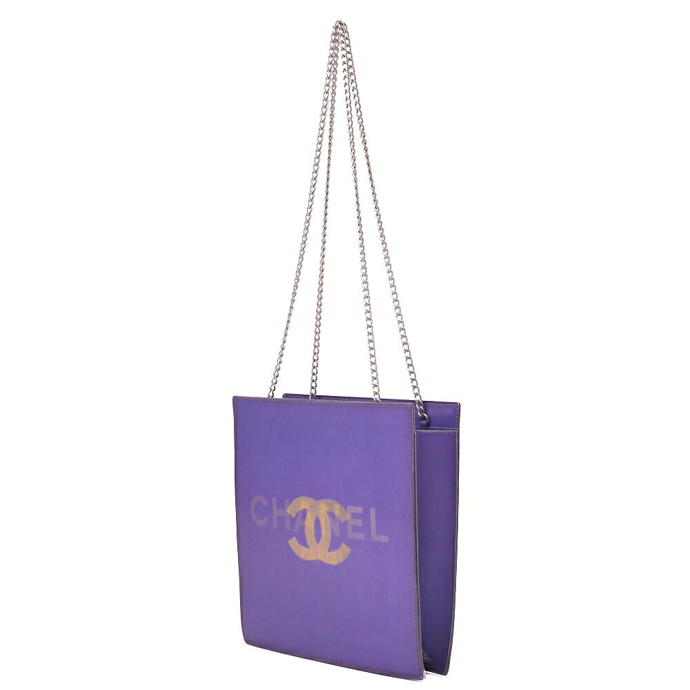 Pre-Owned Schultertasche Coco Mark Logo Hologramm Vinyl Lila Silberfarbene Hardware Pre-Owned