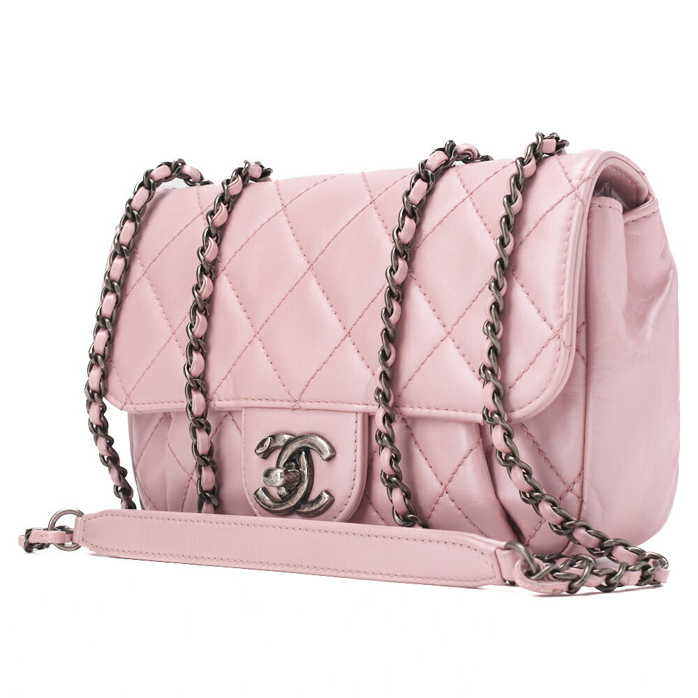 Pre-Owned Kette Schultertasche Matlasse Vintage Calf Mini Pink Silberfarbene Hardware, Pre-Owned
