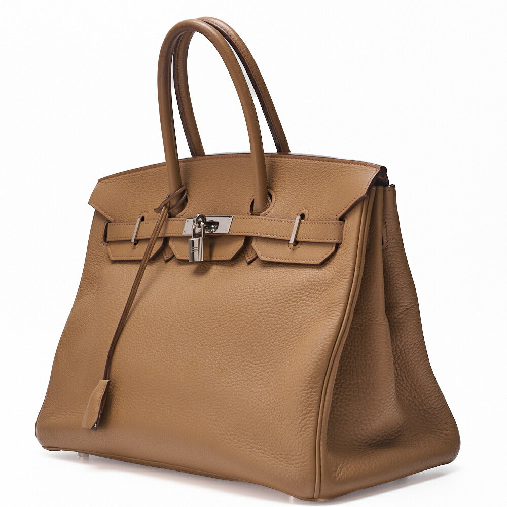 Gebrauchte Birkin 35 Handtasche Triyon Camel Silberfarbene Hardware, Gebraucht