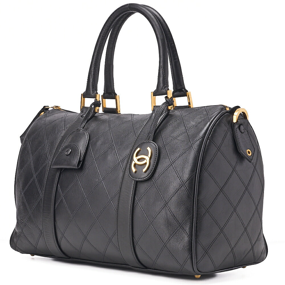 Pre-Owned Shoulder Bag Tote Bag Lambskin Black Black Gold-Tone Hardware, Pre-Owned