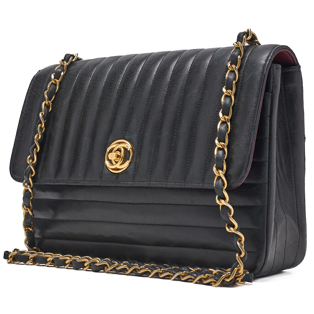 Pre-Owned Shoulder Bag Mademoiselle Turnlock Lambskin Black Gold-Tone Hardware, Pre-Owned