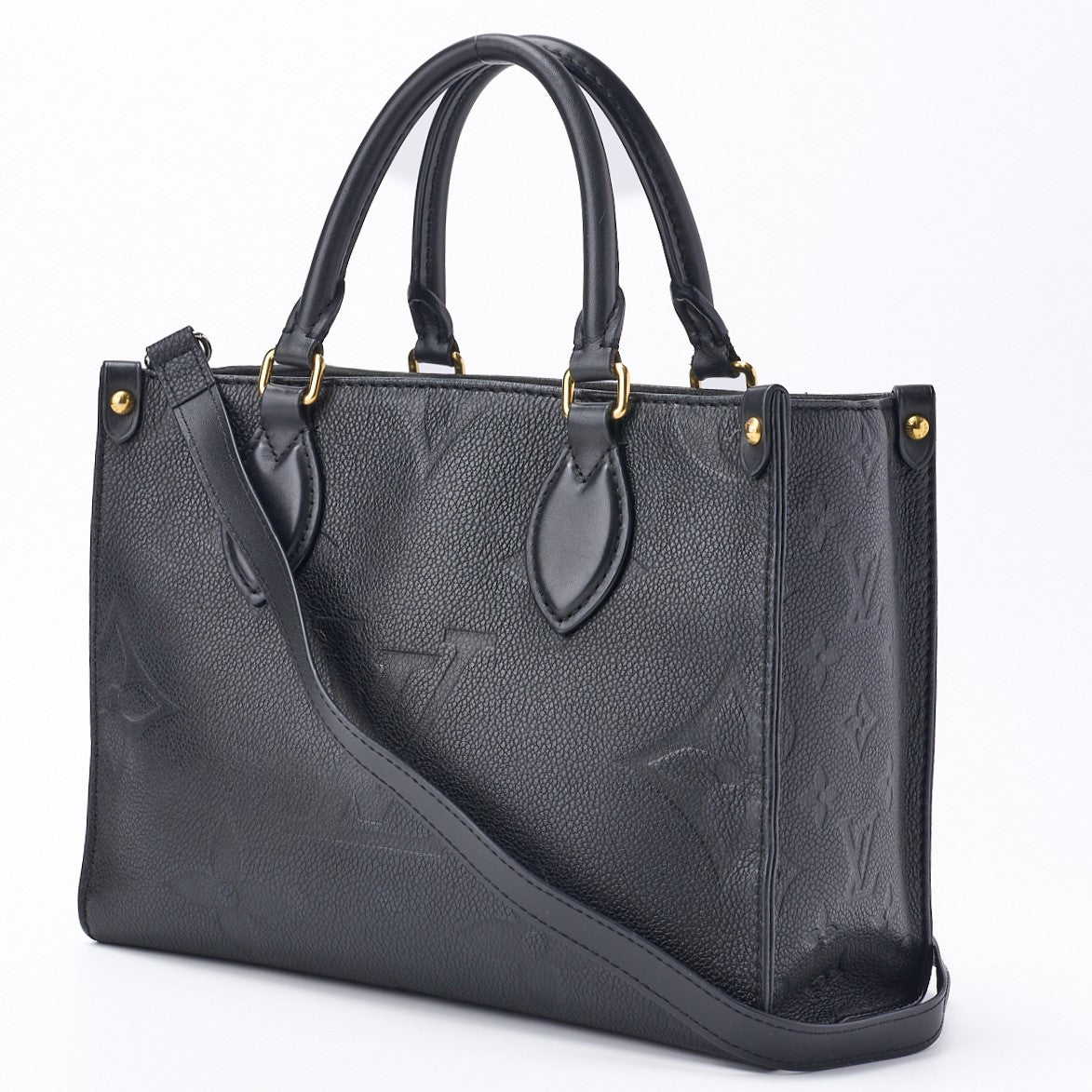 Gebrauchte Vuitton OnTheGo PM Tote Bag 2WAY Monogram Unplanted Leather Black Gold-Tone Hardware Pre-Owned