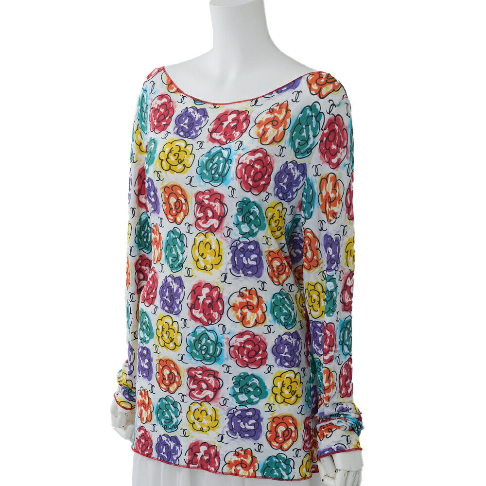 Gebrauchtes Langarm-Top mit Nahtzugabe, mehrfarbig, Nylon-Spandex-Mischung, gebraucht