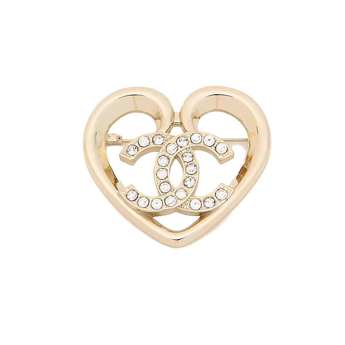 Gebrauchte Brosche Coco Mark Strass vergoldet Gold Brosche Gold-Ton Hardware gebraucht