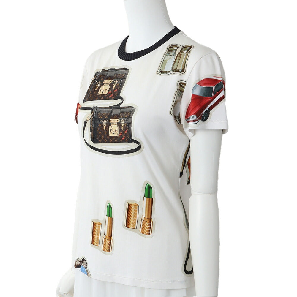 Pre-Owned Vuitton T-Shirt Kurzarm Monogramm Design Baumwolle Weiß Goldfarbene Hardware Pre-Owned