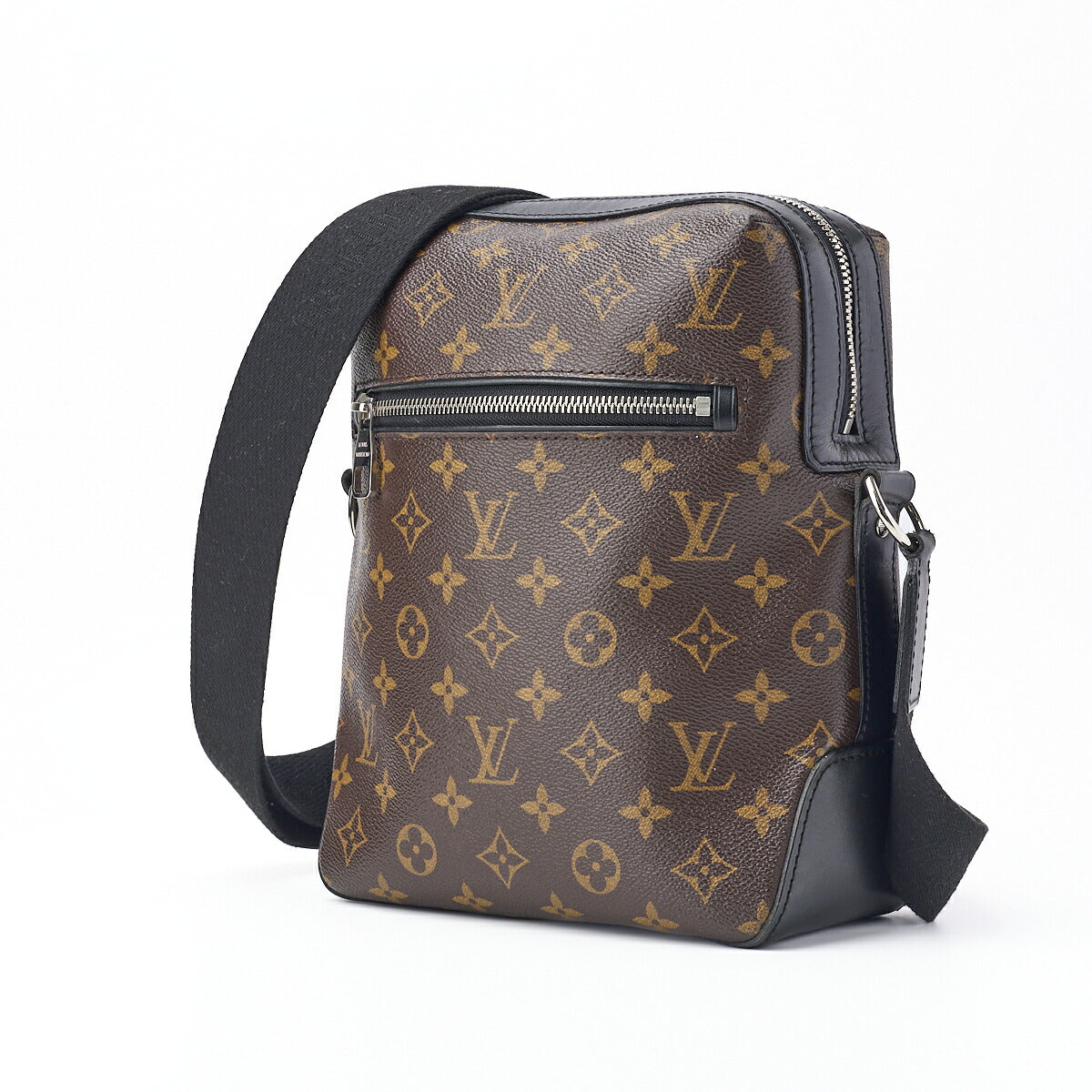 Gebrauchte Vuitton Umhängetasche, Monogramm Macassar, PVC-Leder, Schwarz, Silberfarbene Hardware, Gebraucht