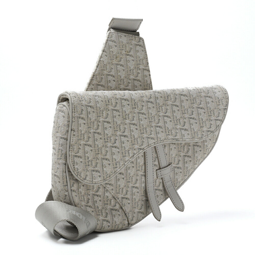 Gebrauchte Satteltasche, Jacquard Trotter, Canvas, Weiß, Silberfarbene Hardware, Gebraucht