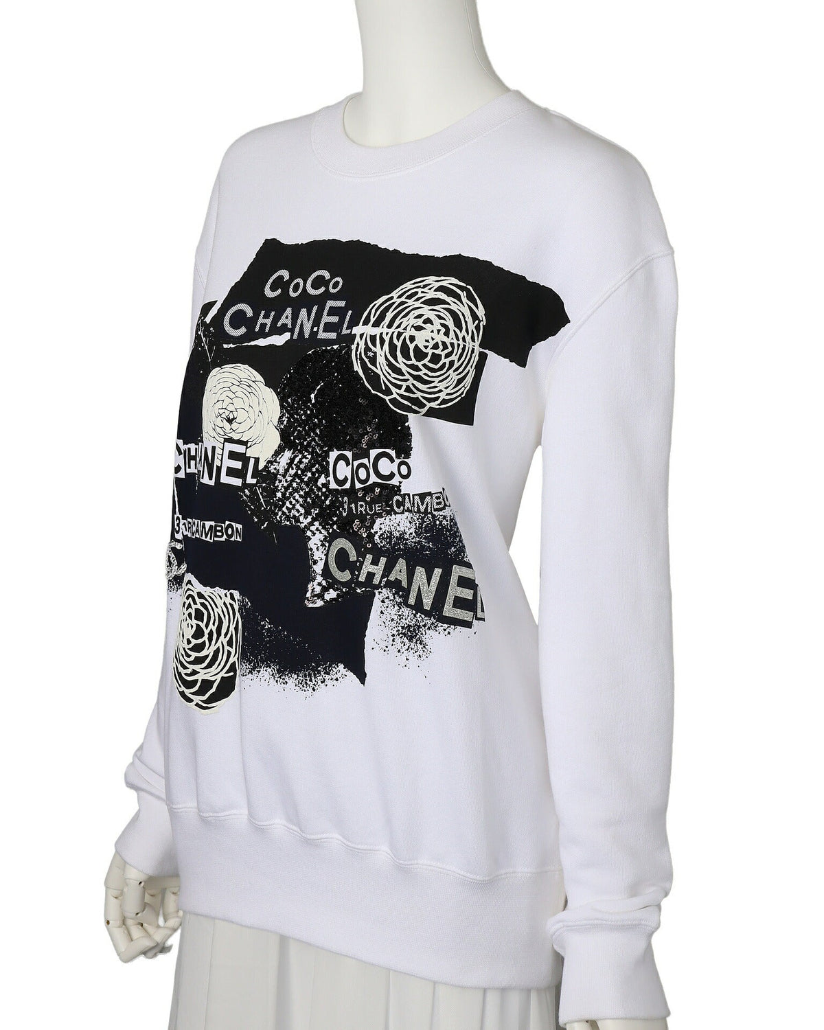 Pre-Owned Sweatshirt Hoodie, Camellia Logo, Baumwolle, Schwarz, Silberfarbene Hardware, Pre-Owned
