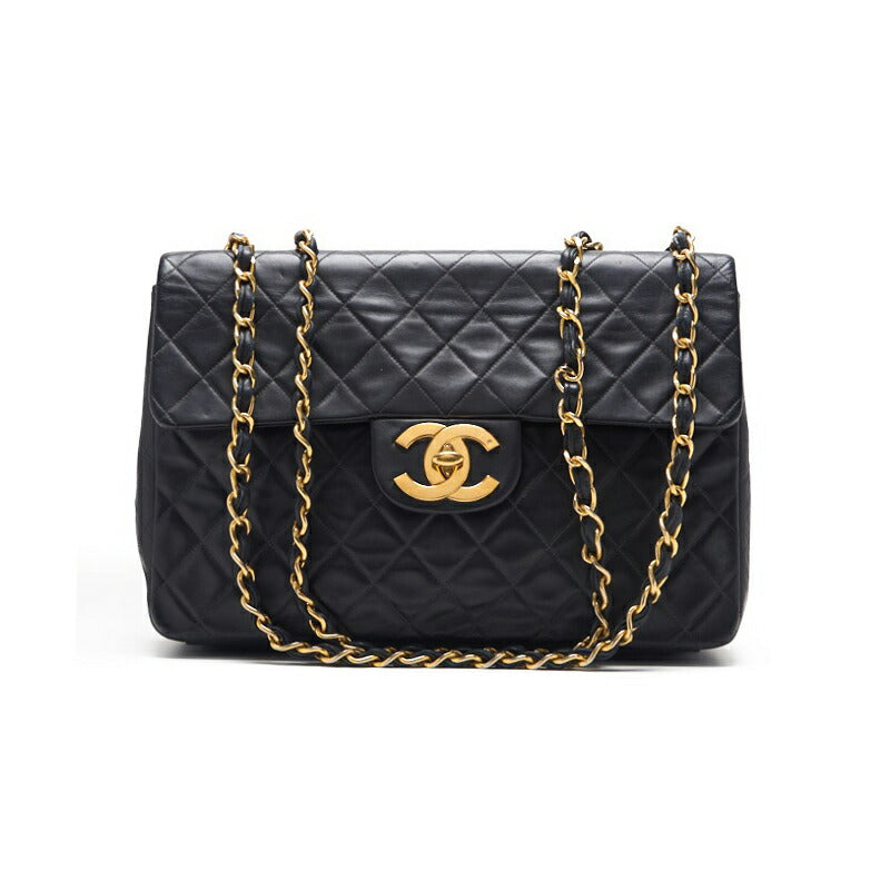 Pre-Owned Schultertasche, Deca Matelassé Drehverschluss, Lammleder, Schwarz, Goldfarbene Metallteile, Pre-Owned