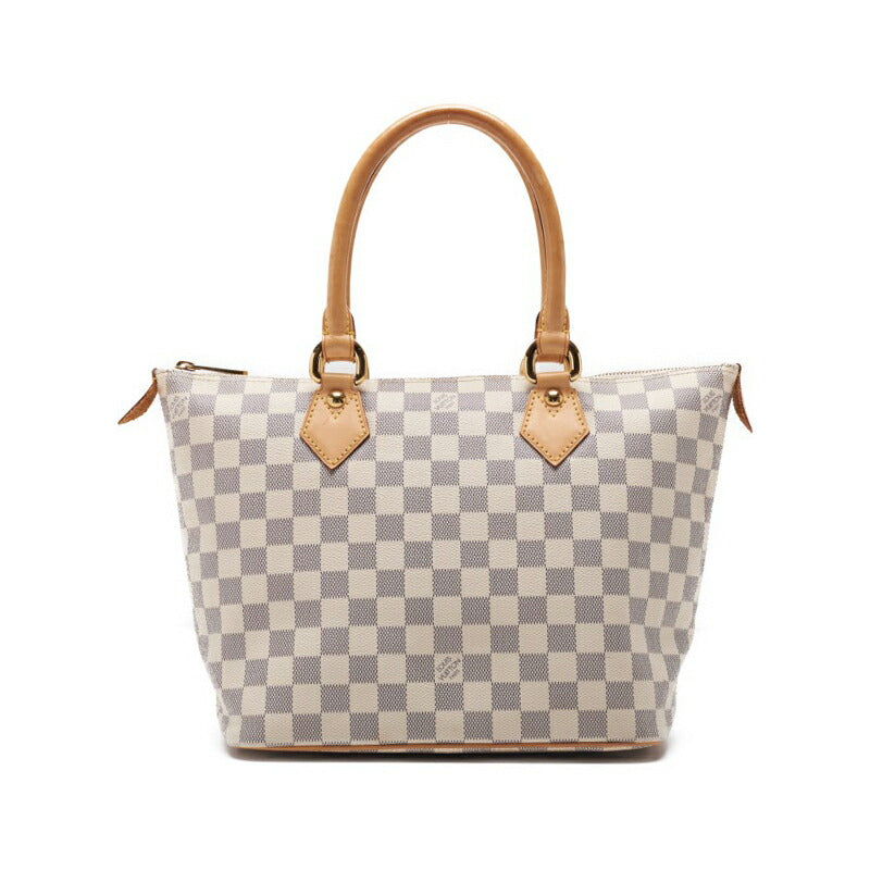 Pre-Owned Vuitton Tote Bag Damier Azur Saleya MM Canvas Weiß Goldfarbene Hardware Pre-Owned