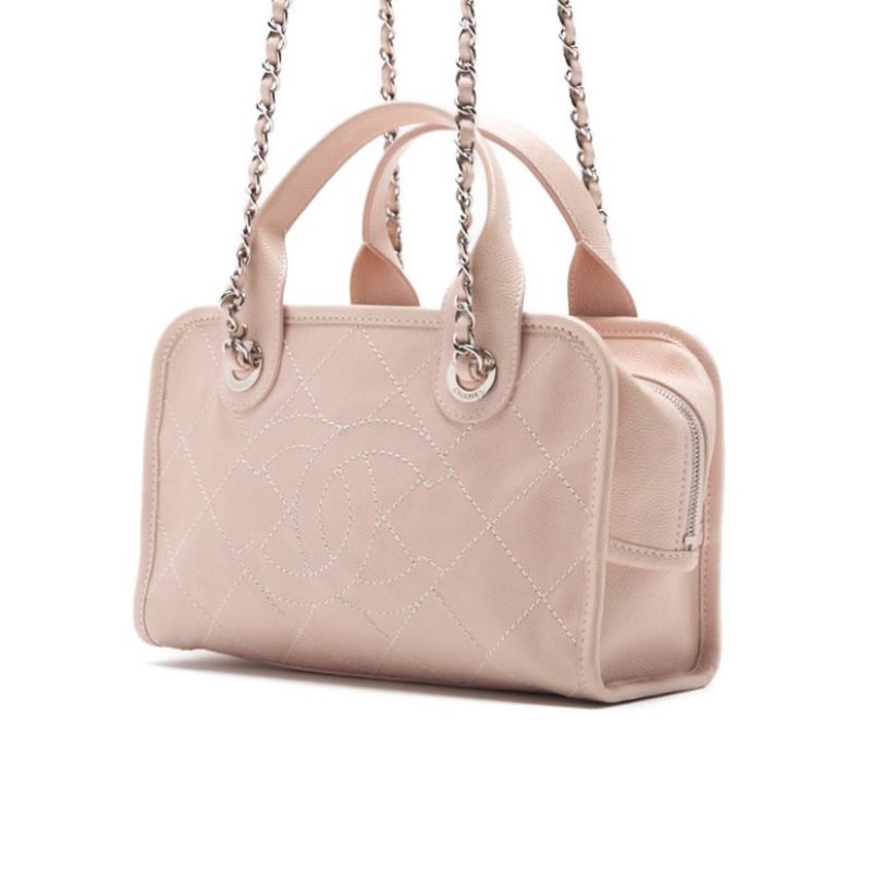 Gebrauchte Handtasche Matelasse Coco Mark 2WAY Caviar Skin Pink Silberfarbene Hardware Gebraucht