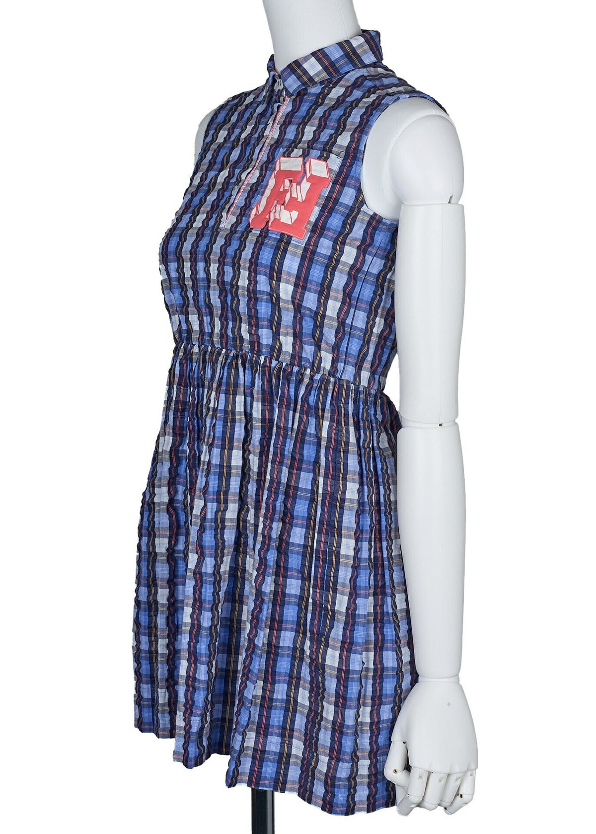 Gebrauchter Cami One Piece Top Rock, Karomuster, Stoff, Blau, Silberfarbene Hardware, Gebraucht