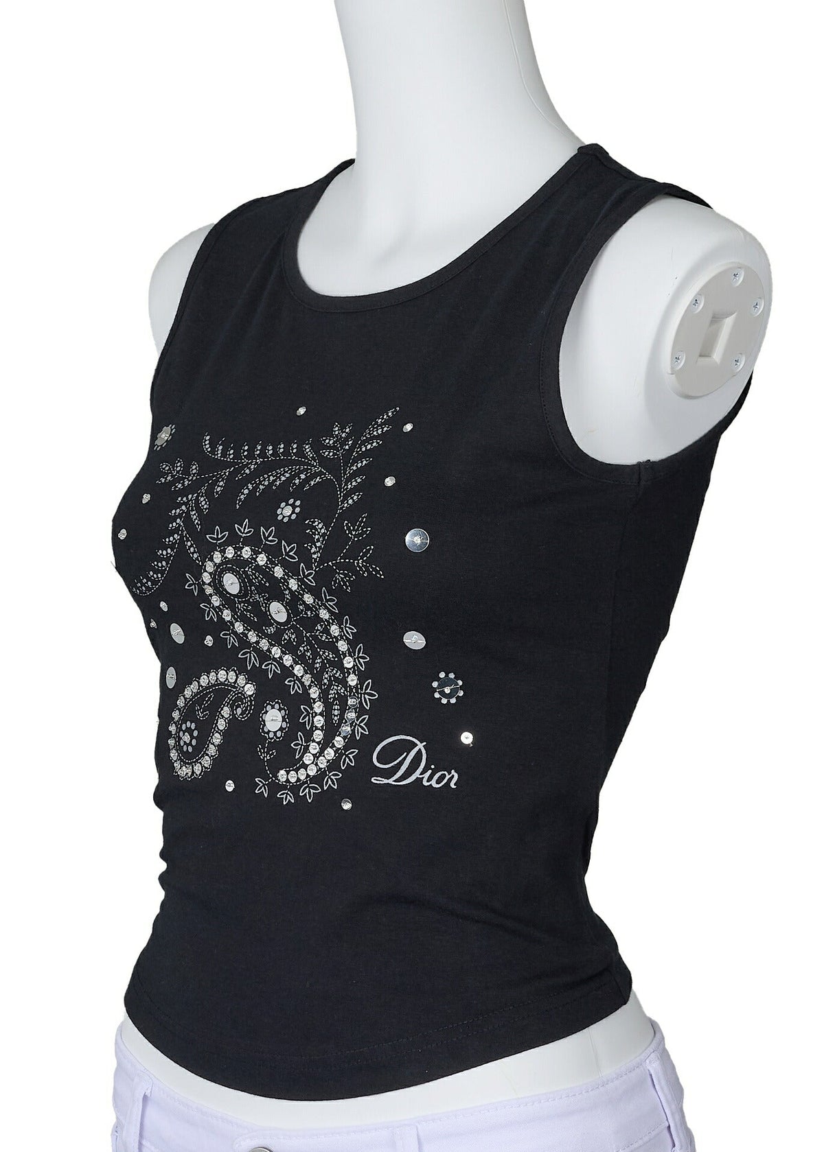 Pre-Owned Ärmelloses Tank Top, Logo, Baumwolle, Schwarz, Silberfarbene Hardware, Pre-Owned