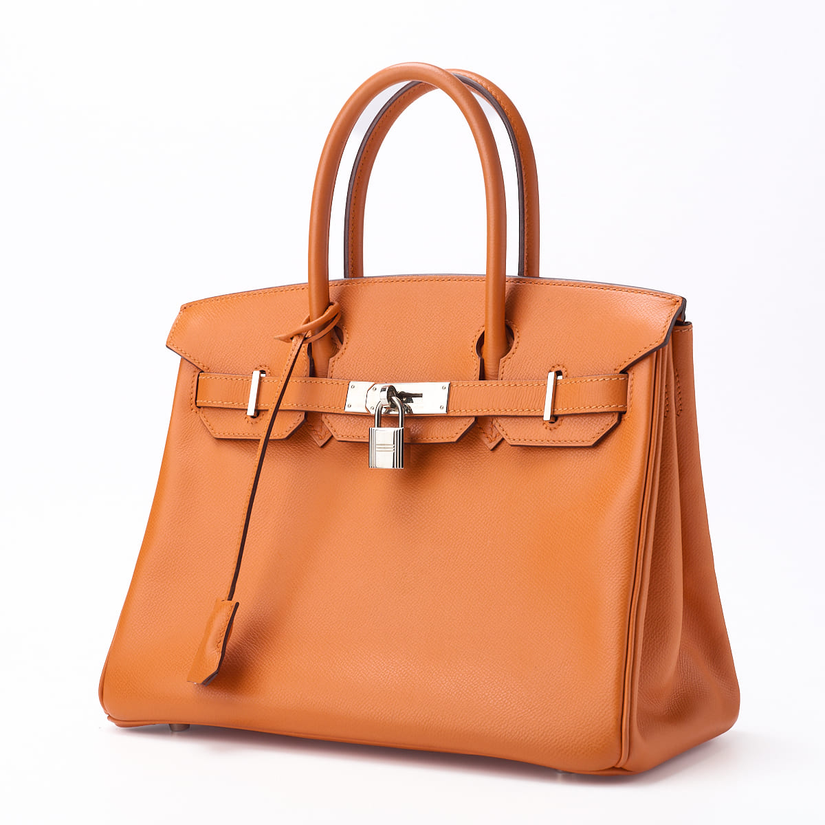 Gebrauchte Birkin 30 Handtasche Epson Orange Silberfarbene Hardware Gebraucht